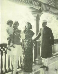 Feroze, Indira Gandhi and Jawaharlal Nehru at Anand Bhawan